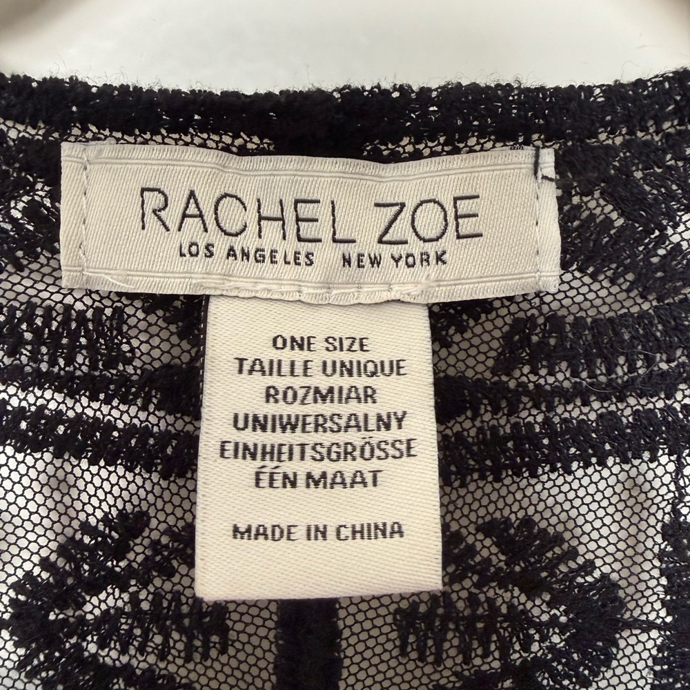 Rachel Zoe Black Crop Lace Kimono Cardigan with Tie in One Size - Picture 8 of 9